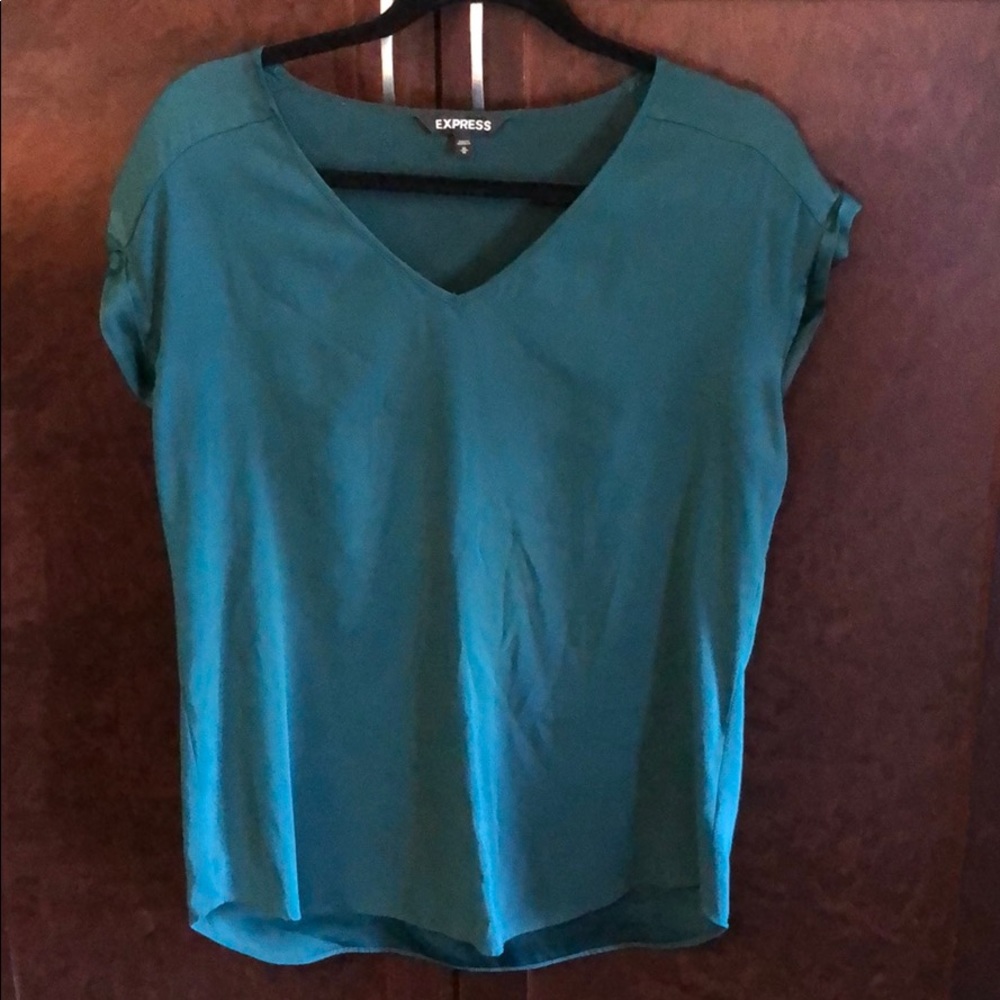 Forest green silk Express shirt sleeve blouse